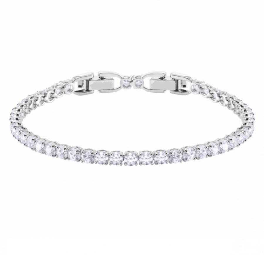 Silver tennis bracelet encrusted with crystal