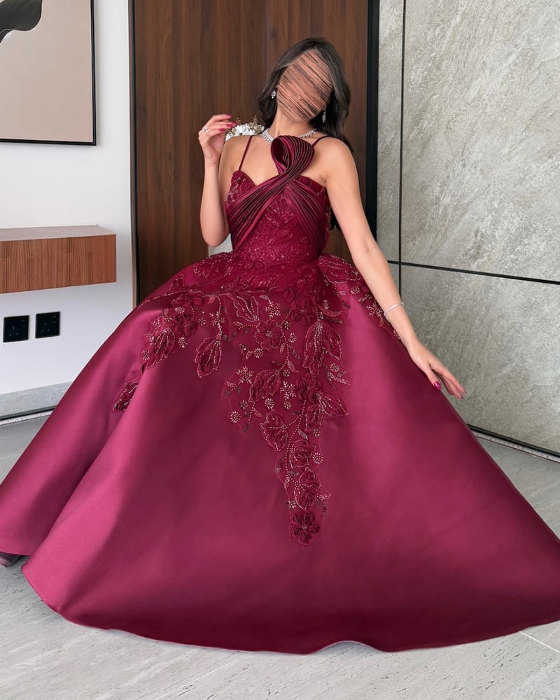 فستان سهرة عنابي