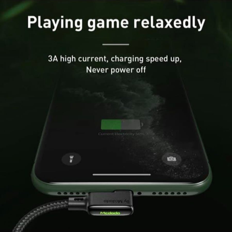 iPhone cable Makdudo 90 degrees with illumination - 1.2 meters