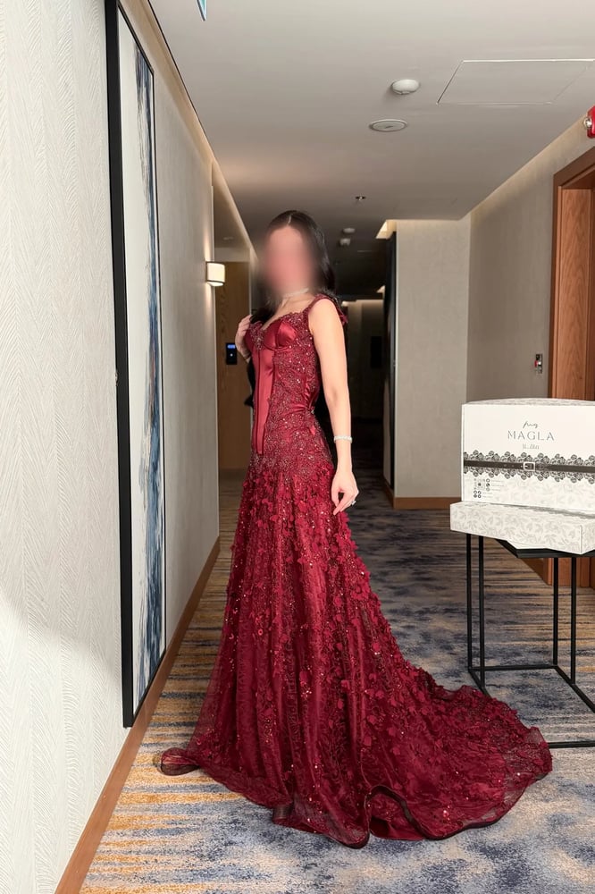 فستان برغ //سهره بزغندي دبل كلوش دانتيل