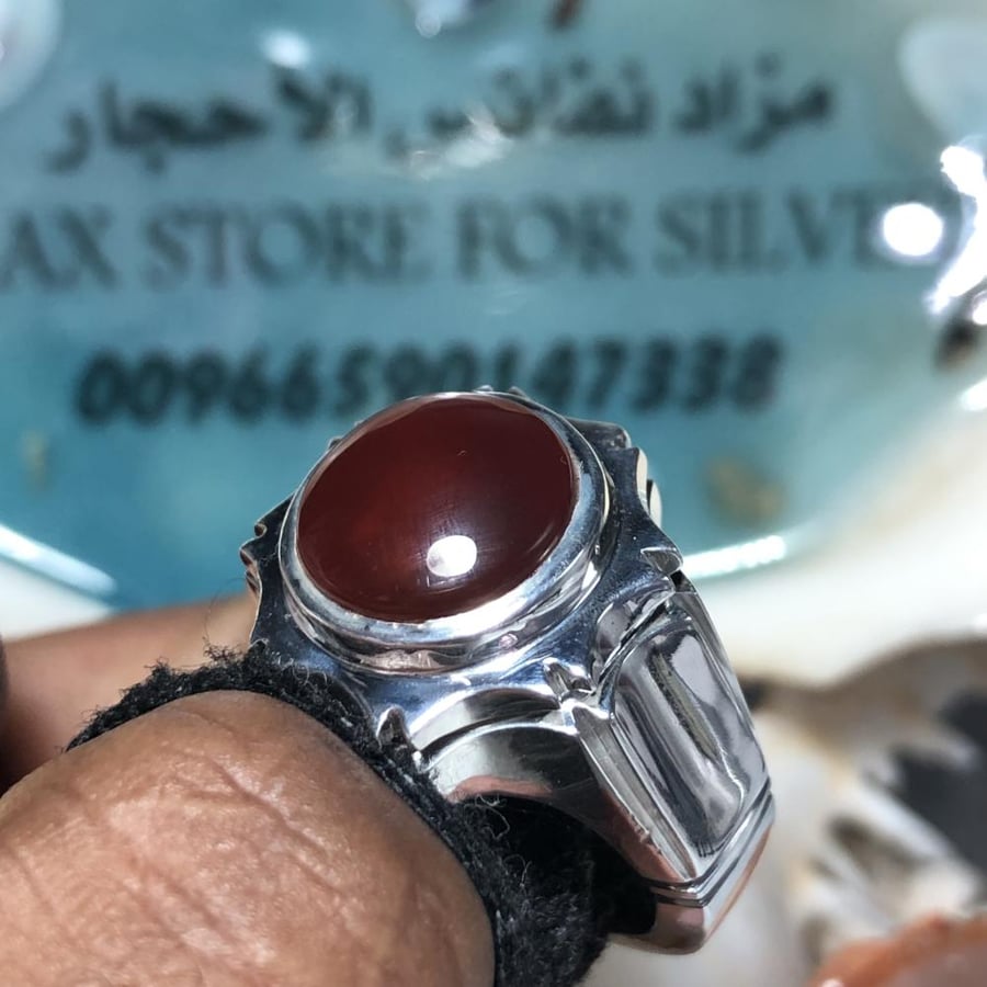 خاتم فضه بحجر العقيق اليماني الرماني صياغة حمادة Vip
