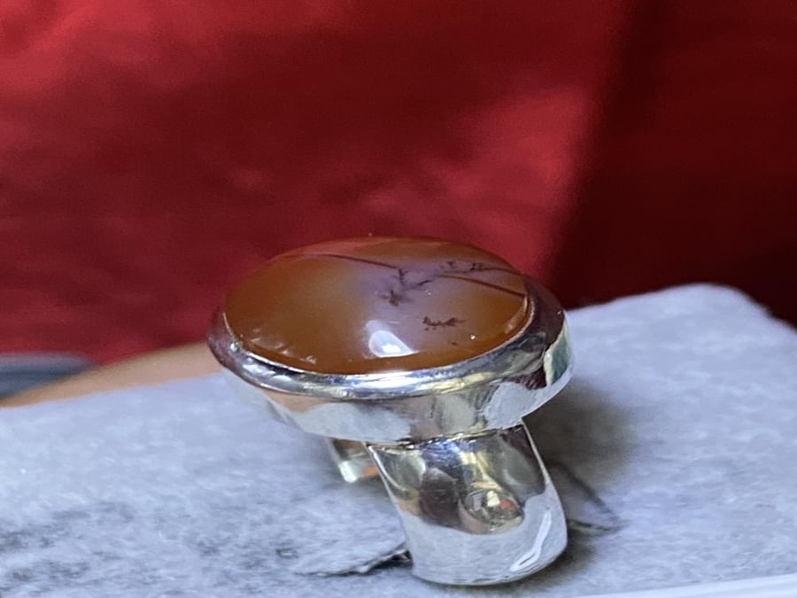خاتم فضه بحجر العقيق اليماني الشجري بختم الرفاعي