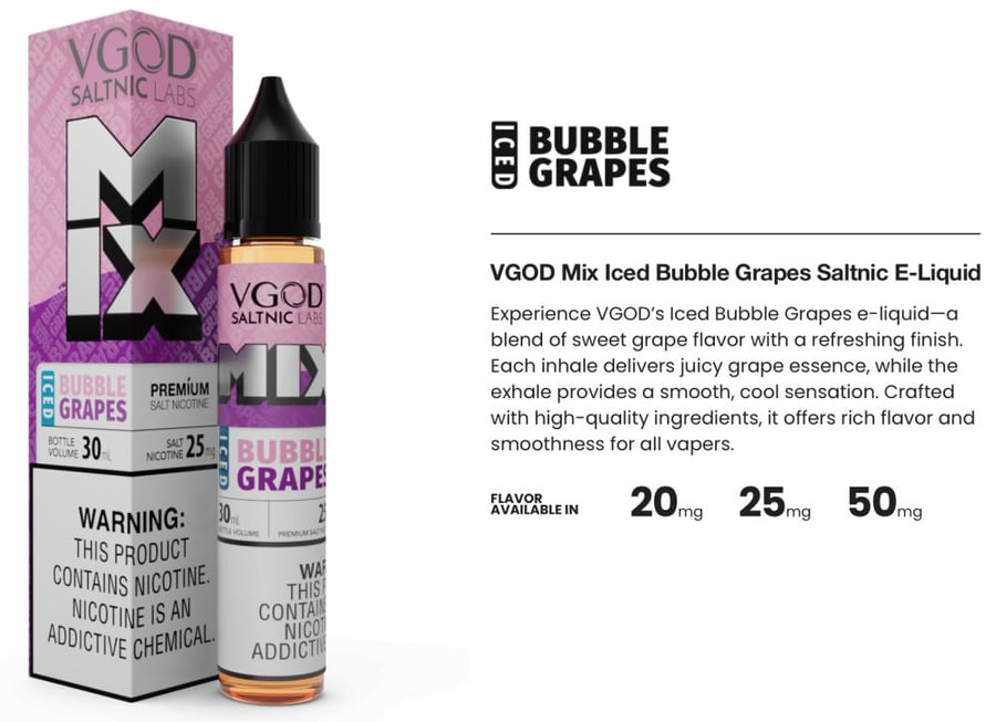 نكهة سولت فيقود علكة العنب الجديدة VGOD Iced Bubble Grape