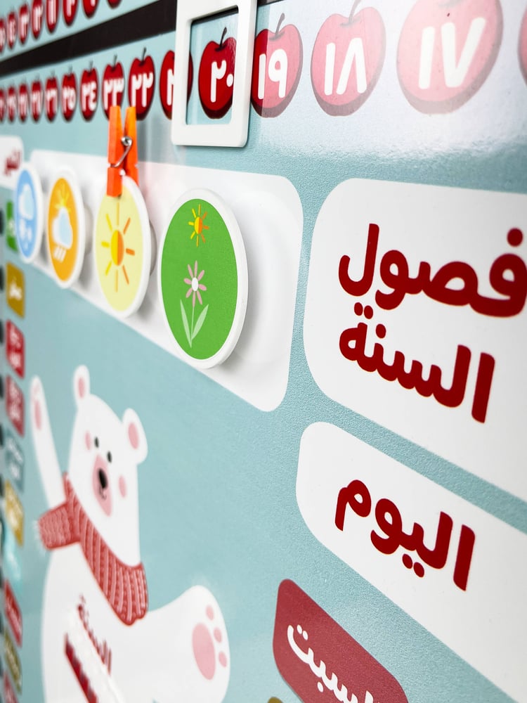 لوحة تحفيز  تعزيز / ايكريلك رزنامة الصف  ( ثيم الدب )