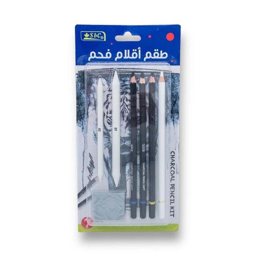 طقم أقلام فحم للرسم مع أدوات دمج – SbC Charcoal Pencil Kit