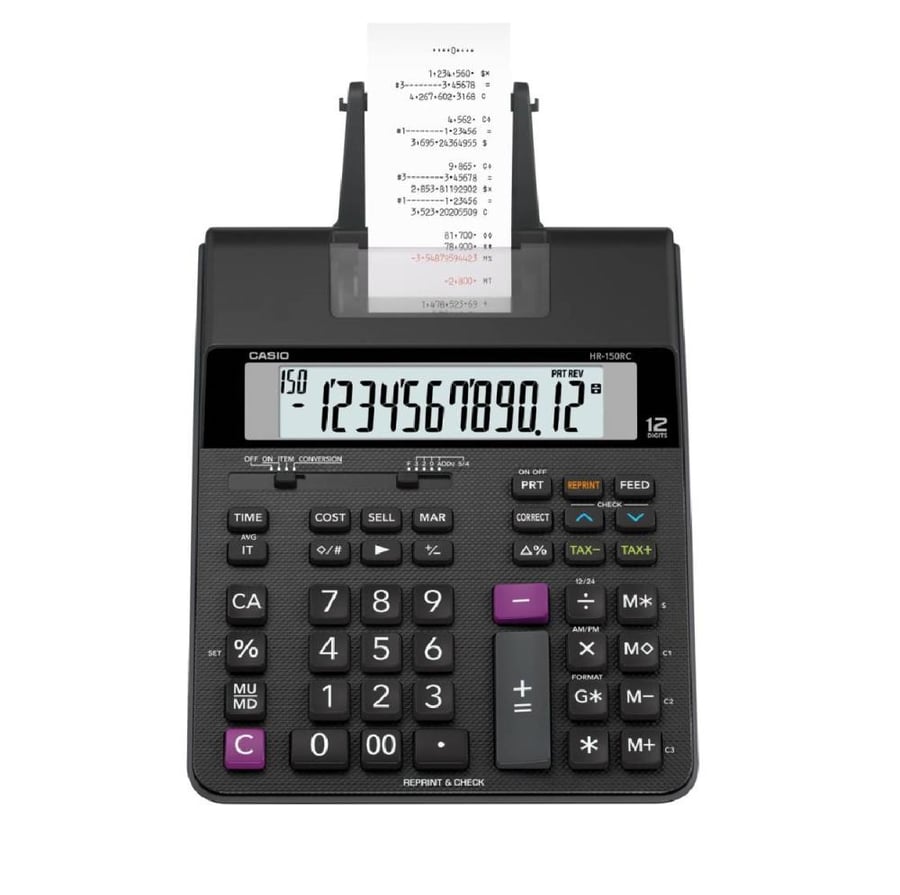 آلة حاسبة مزودة بطابعة لسطح المكتب - HR-150RC -  أسود