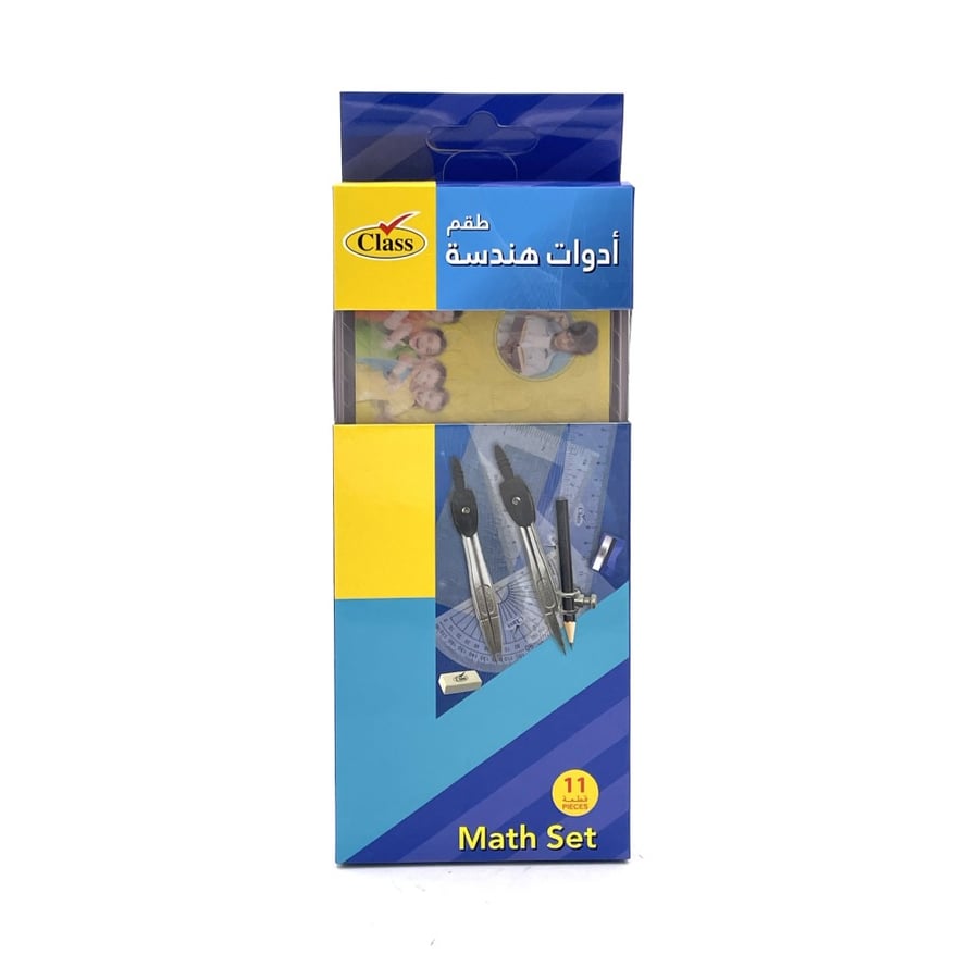طقم أدوات هندسة علبة شفافة  - 11 قطعة