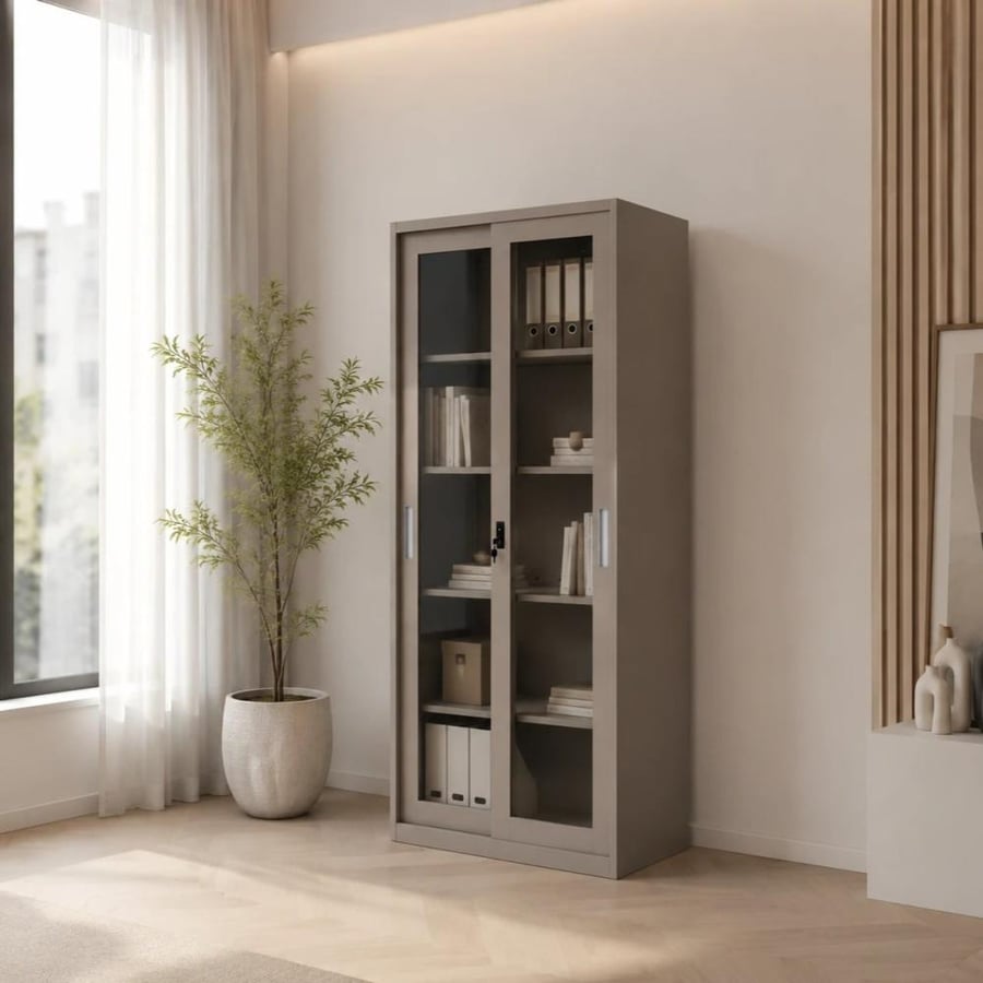 دولاب مكتبي بتصميم مميز و واجهات زجاجية ملفتة