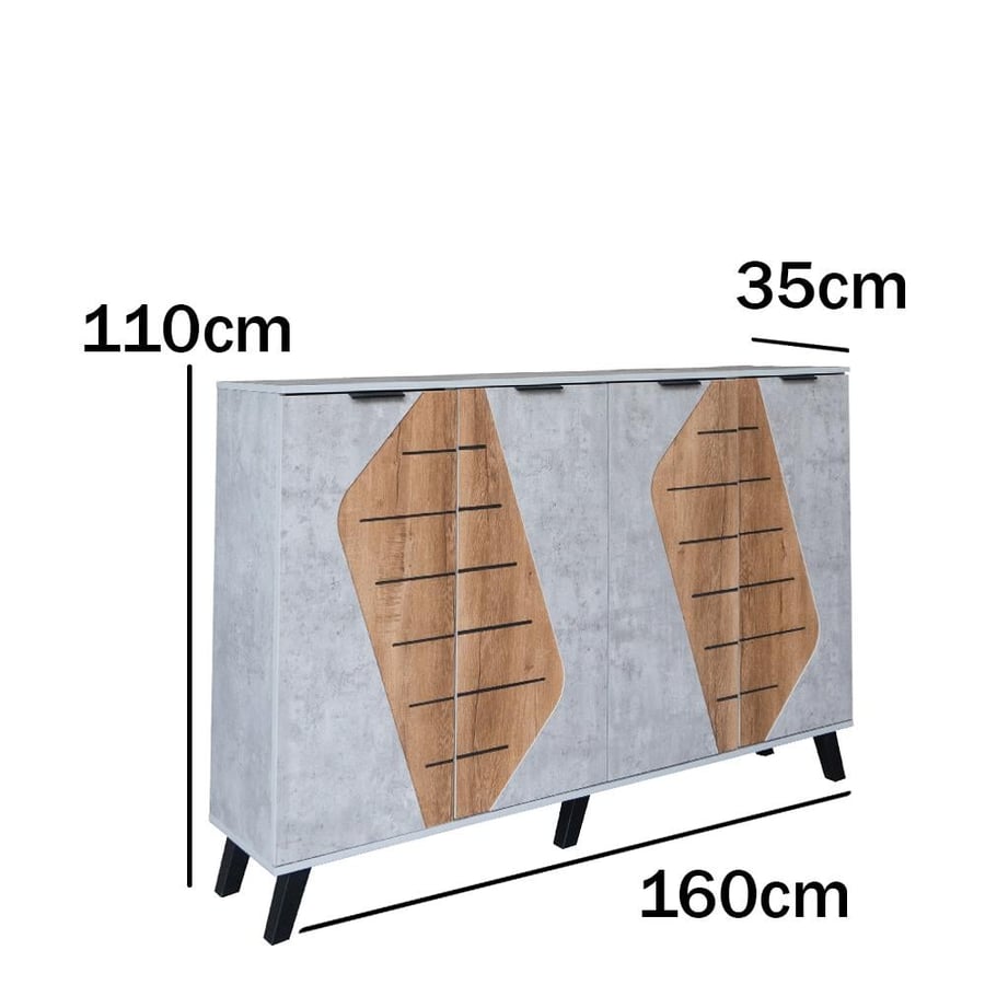 Shoe cabinet with two sections - gray and wooden color