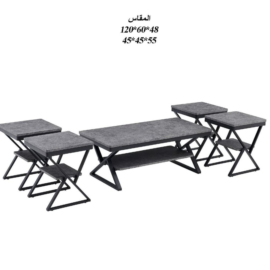 طقم طاولات خدمة حديث للكنب وغرف الجلوس لون رمادي