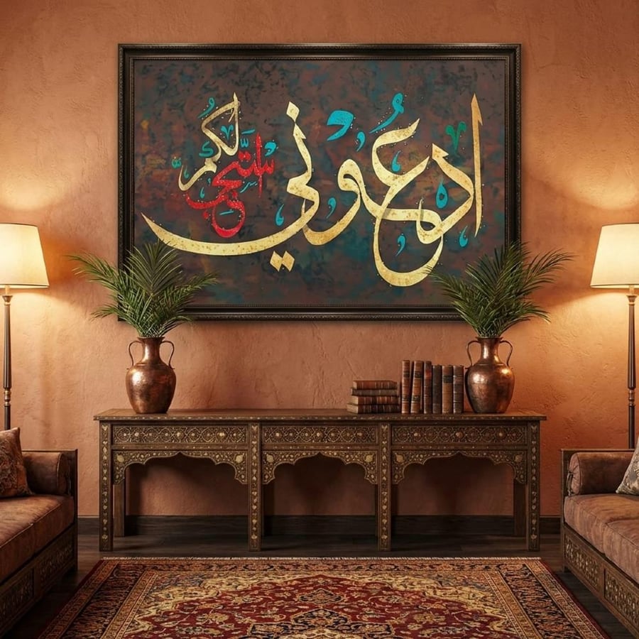 لوحة جدارية اسلامية بتصميم راقي وتفاصيل فخمة