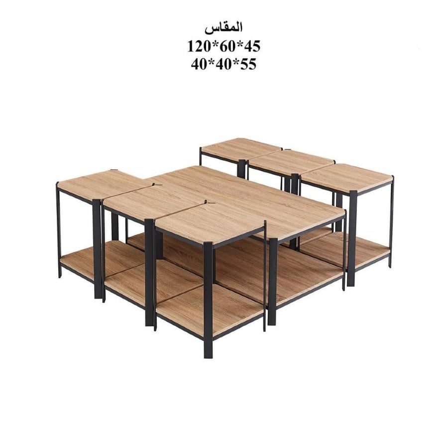 طقم طاولات خدمة 7 قطع بتصميم أنيق و مميز و لون بيج رائع