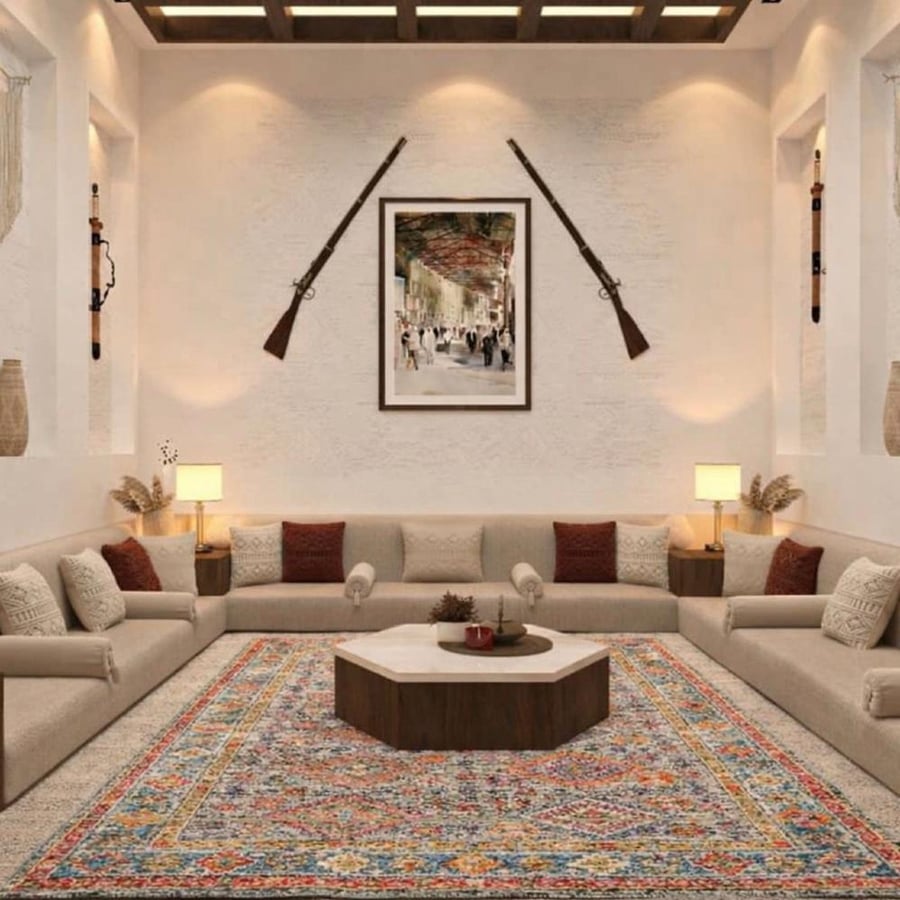 مجالس عربية بتصميم أنيق وراقي يناسب الأذواق الرفيعة لون بيج