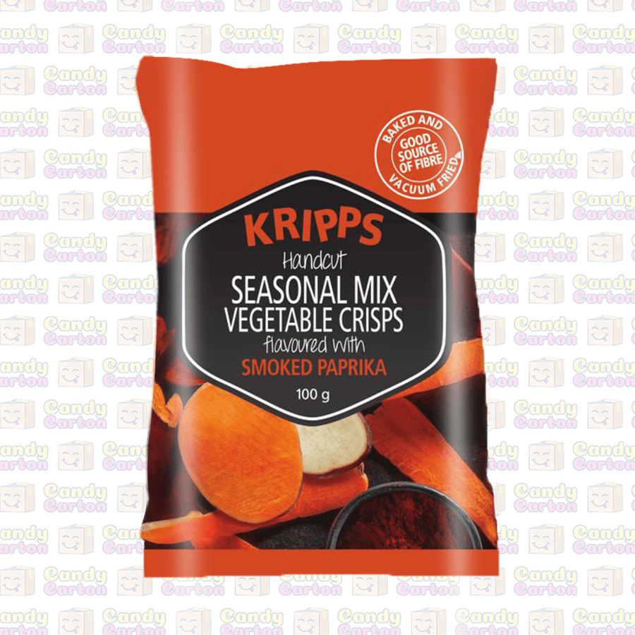 كريبس  رقائق خضروات الموسمية مشكلة بالبابريكا المدخنة 100 جرام مستورد من الصين Kripps Seasonal Mix Vegetable Crisps Smoked Paprika 100g