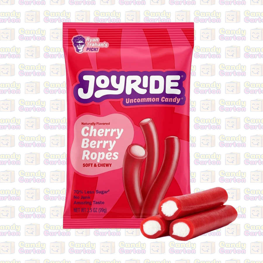 جوي رايد حلوى حبال  بنكهة الكرز والتوت محشوة بالكريمة 99 جرام مستورد من امريكا Joyride Cherry Berry Ropes Soft & Chewy Filled Candy 99g 3.5oz