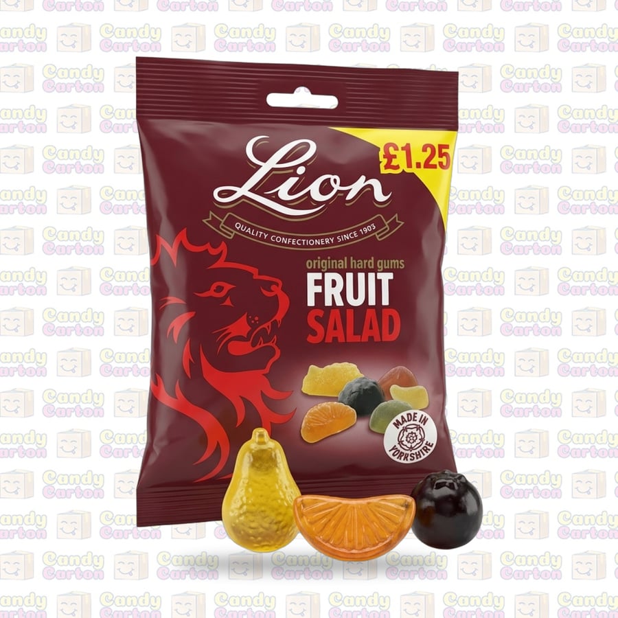 ليون حلوى جلي فواكه صلبة  سلطة فواكه مشكلة 130 جم مستورد من بريطانيا Lion Original Hard Gums Fruit Salad 130g