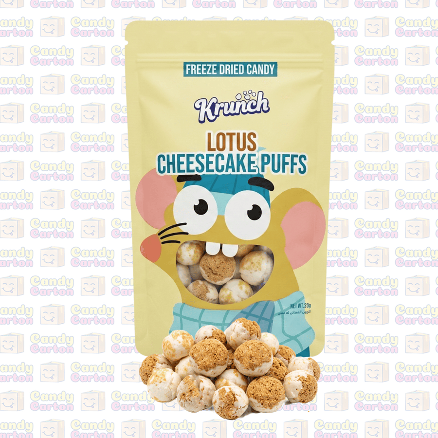 كرانش تشيز كيك بفس باللوتس مجففة بالتجميد   25جرام Krunch Lotus Cheesecake Puffs 25G