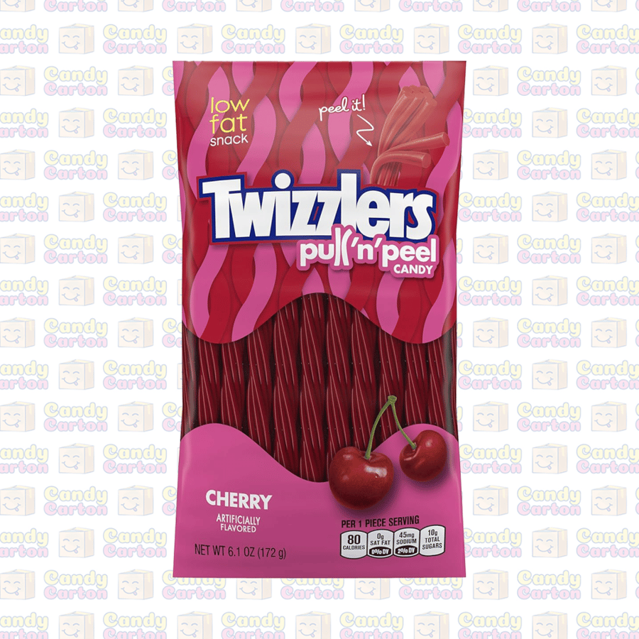 حلوى تويزلرز بنكهة الكرز قليلة الدسم  172 جرام Twizzlers Pull N Peel  candy
