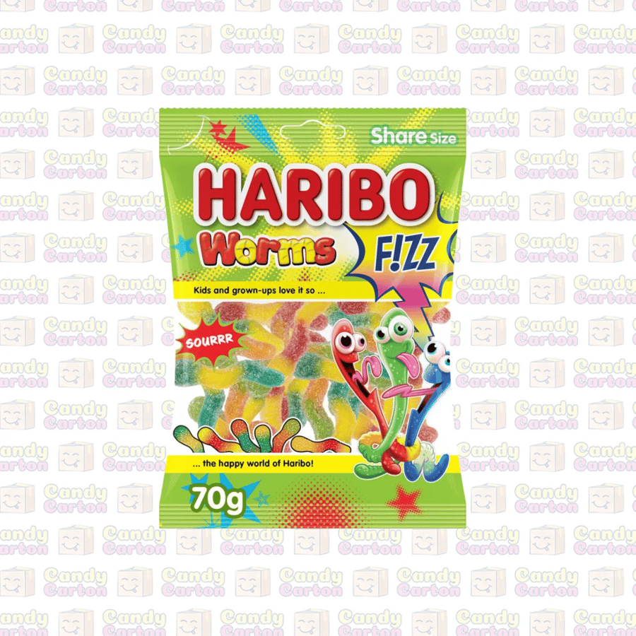 Haribo Fizz Worms Jelly Candy, 70g, imported from Türkiye