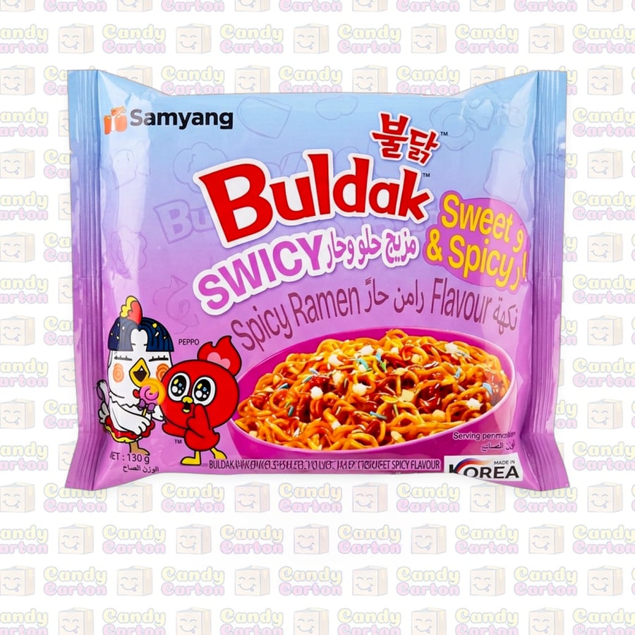 نودلز رامن ساميانغ بولداك سويسي حلو وحار كيس 130 جم مستورد من كوريا الجنوبية Samyang Buldak Sweet and Spicy Swicy Ramen 130g