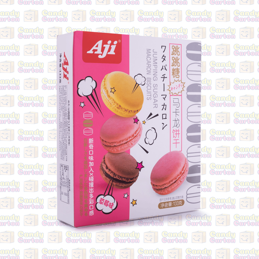 اجي ماكرون بسكويت بالسكر نكهة الفراولة مستورد اليابان 133 جرام Aji Jumping Sugar Macaron Biscuits Strawberry Flavor