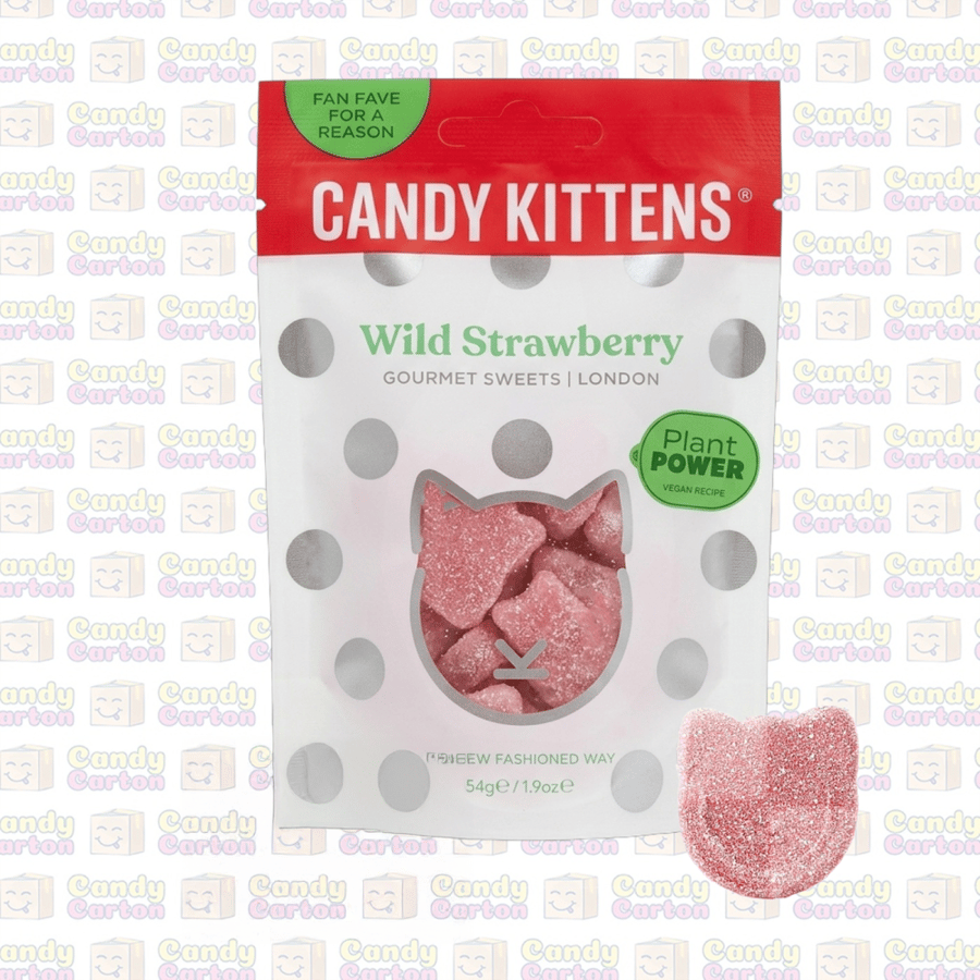 كاندي كيتنز حلوى جلي فراولة برية طبيعية 54 جرام مستورد من بريطانيا Candy Kittens Wild Strawberry Gourmet Sweets 54g