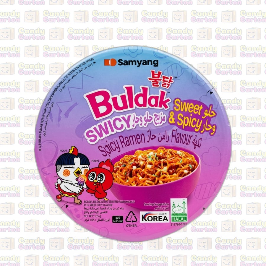 نودلز رامن ساميانج بولداك سويسي حلو وحار كوب كبير 105 جم مستورد من كوريا الجنوبية Samyang Buldak Sweet and Spicy Swicy Big Bowl 105g