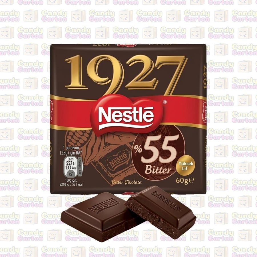 نستله شوكولاتة داكنة 55 بالمئة 1927 60 جرام مستورد من تركيا Nestle 1927 55% Bitter Dark Chocolate 60g.jpg