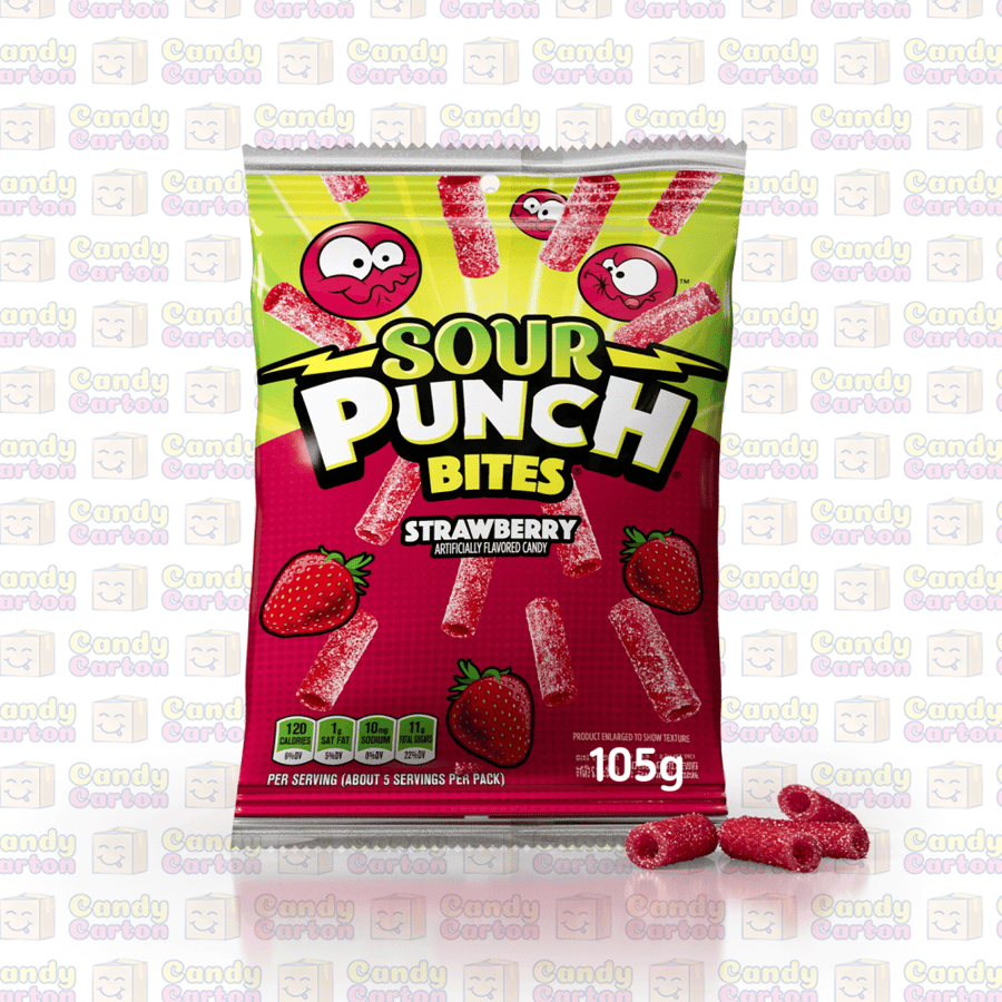 ساور بانش بايتس كيس  بنكهة الفراولة  105 جرام مستورد امريكا Sour Punch Bites Strawberry Bites 105g