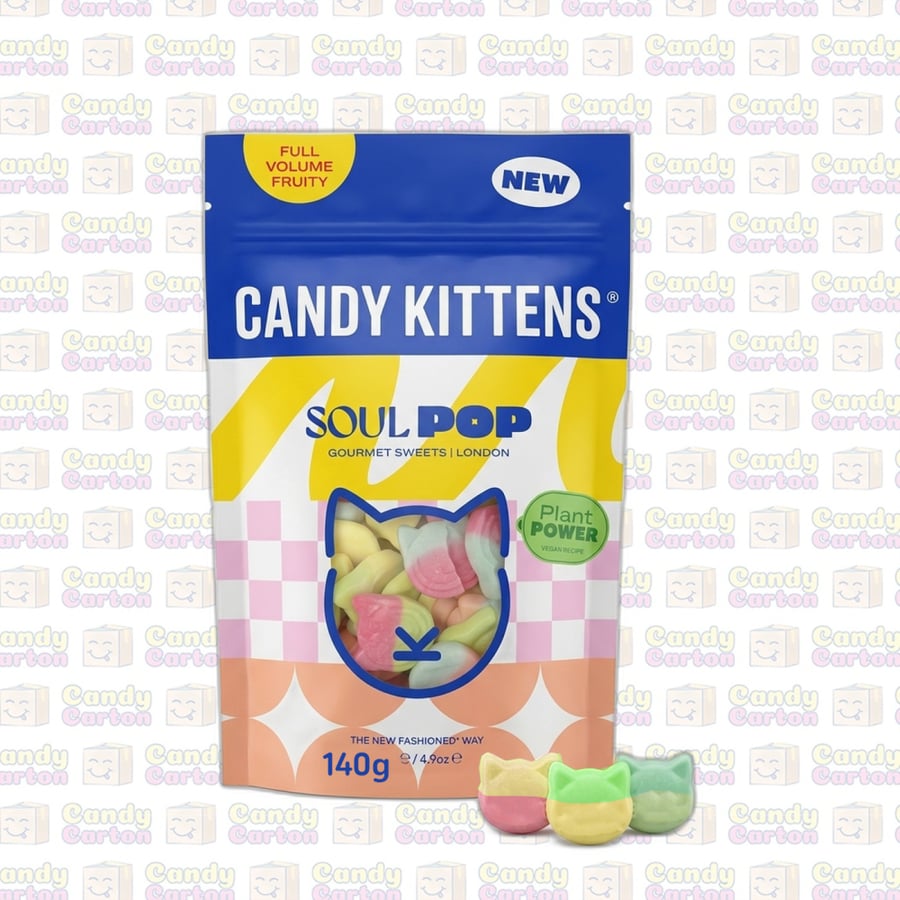 كاندي كيتنز حلوى جلي سول بوب فواكه مشكلة طبيعية 140جرام مستورد من بريطانيا Candy Kittens Soul Pop Gourmet Sweets 140g