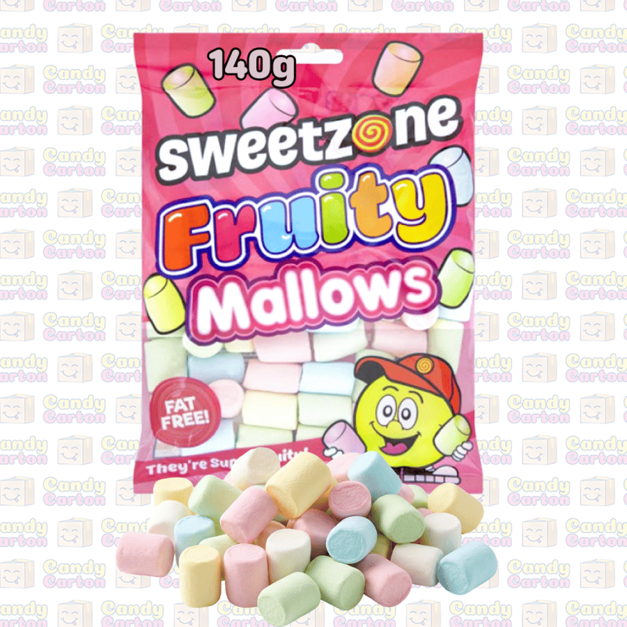 حلوى سويت زون مارشملو قطع كبيرة بنكهة الفواكه  140 جرام مستورد بريطانيا Sweetzone Fruity  Mallows Marshmallow 140g