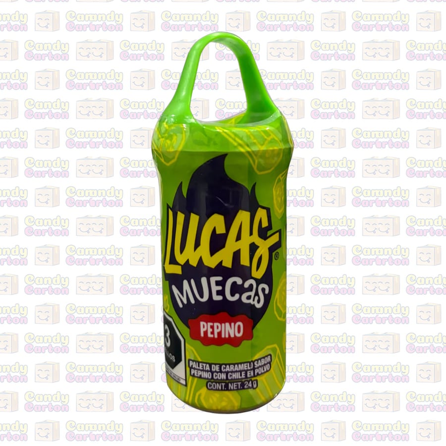 مصاصة لوكاس مويكاس نكهة خيار مع بودرة فلفل حار 24 جرام مستورد من المكسيك Lucas Muecas Pepino 24g