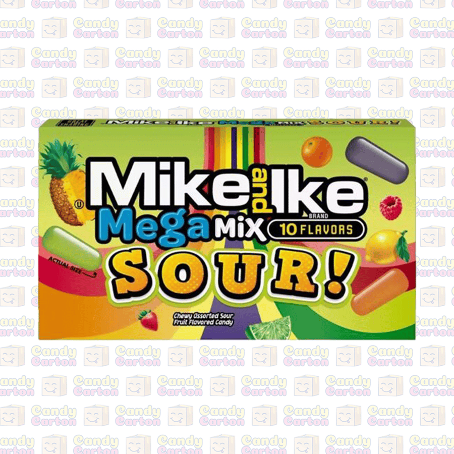 مايك اند ايك  ميجا ميكس حامض 10 نكهات من الفواكة المشكله حامضة 120 جرام مستورد امريكا Mike and Ike  Mega Mix Sour 120g