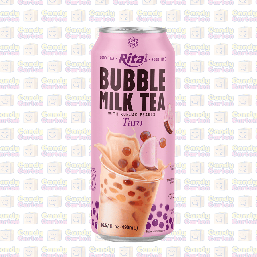 ريتا شاي حليب بفقاعات  بنكهة التارو القلقاس الكريمية مع حبيبات الكونجاك  490 مل  مستورد فيتنام Rita  Bubble Milk Tea with Konjac Pearls  Taro 490ml