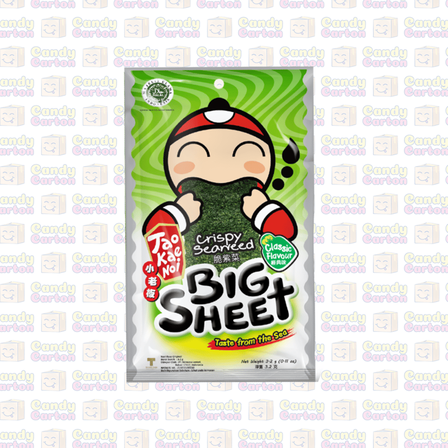 تاو كاي نوي من تاو كاي بق شيت  من الاعشاب البحرية المقرمشة كلاسيك 3.2 جرام مستورد تايلند Tao Kae Noi Crispy Seaweed  classic Big Sheet Spicy 3.2g
