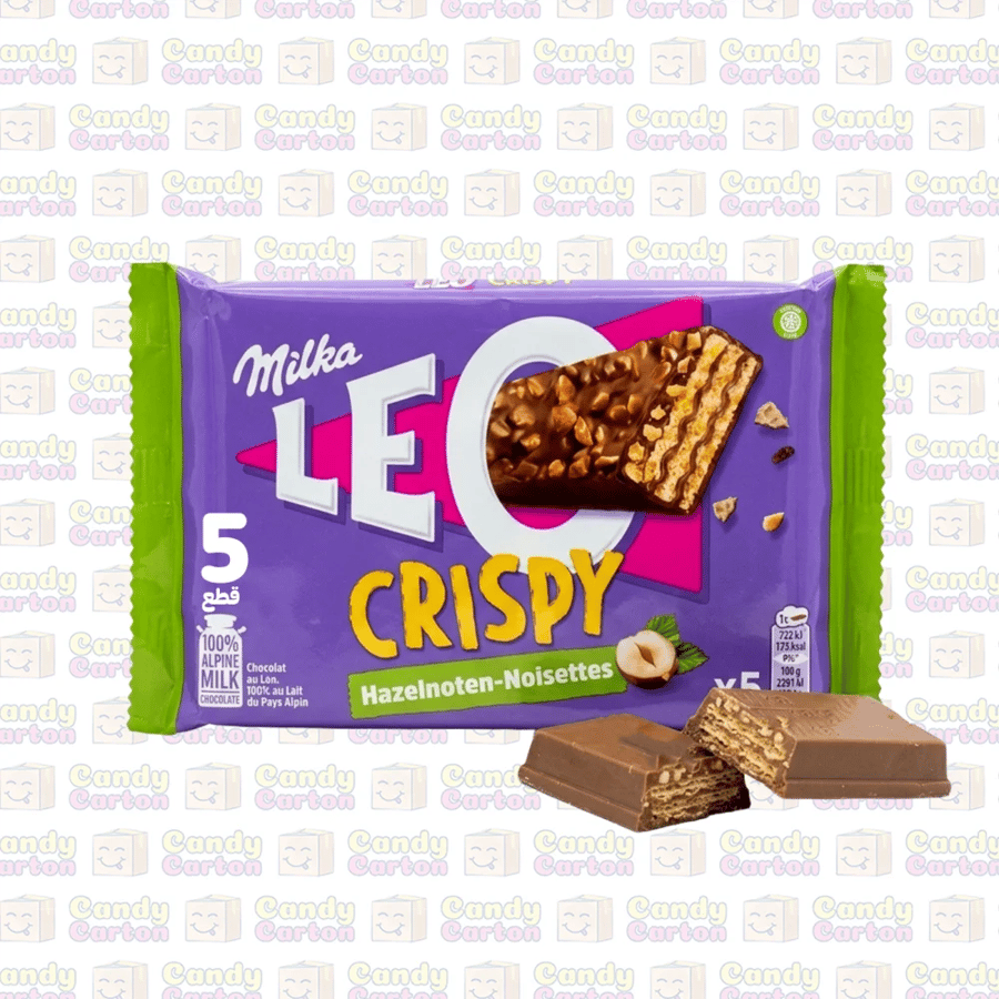 ويفر ميلكا ليو كريسبي بالبندق والشوكولاتة 5 أصابع 166.5 جرام مستورد من فرنسا Milka LEO Crispy Hazelnuts Milk Chocolate Wafers 5 Pack 166.5g 5x33.3g
