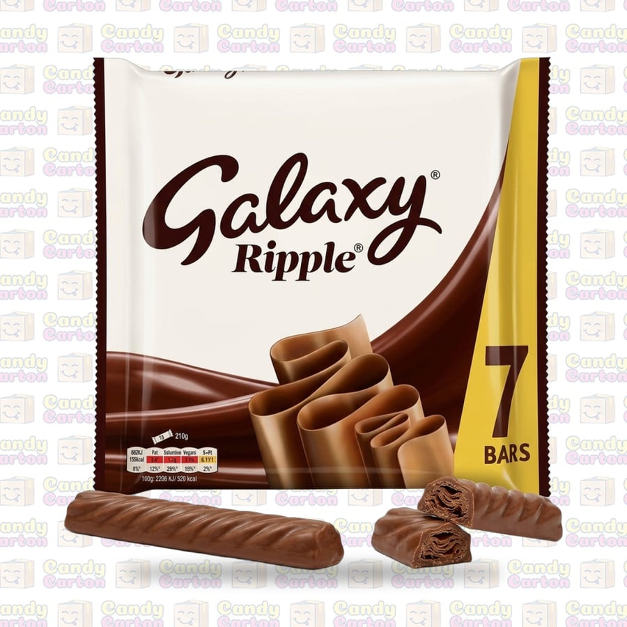 ريبل جالكسي اصابع شوكولاتة الحليب  متموجة ومقرمشة 210 جم 7 قطع مستورد من بريطانيا Galaxy Ripple Milk Chocolate Bars 210g 7 Pack