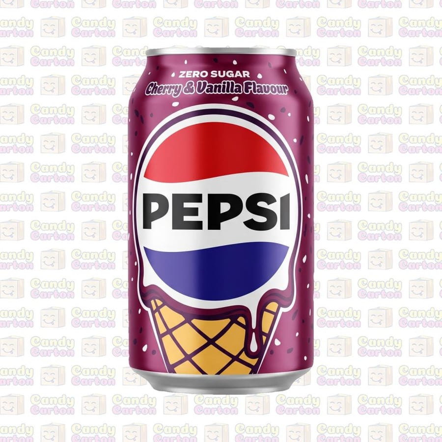 بيبسي مشروب غازي بنكهة الكرز والفانيليا خال من السكر 330 مل مستورد من بريطانيا  Pepsi Zero Sugar Cherry and Vanilla Flavour Soda 330ml.jpg