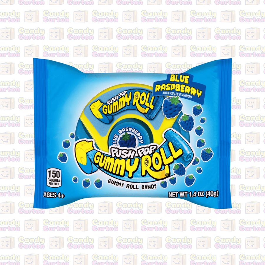 بوش بوب جمي رول نكهة توت ازرق 40 جرام مستورد امريكا Push Pop Gummy Roll  Blue Raspberry 40G