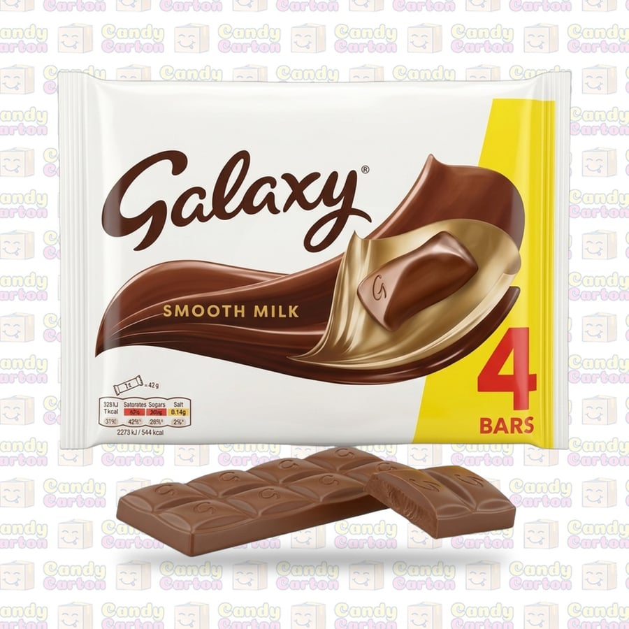 شوكولاتة الحليب الناعمة سموث ميلك جالكسي 168 جم 4 قطع مستورد من بريطانيا Galaxy Smooth Milk Chocolate Bars 168g 4 Pack