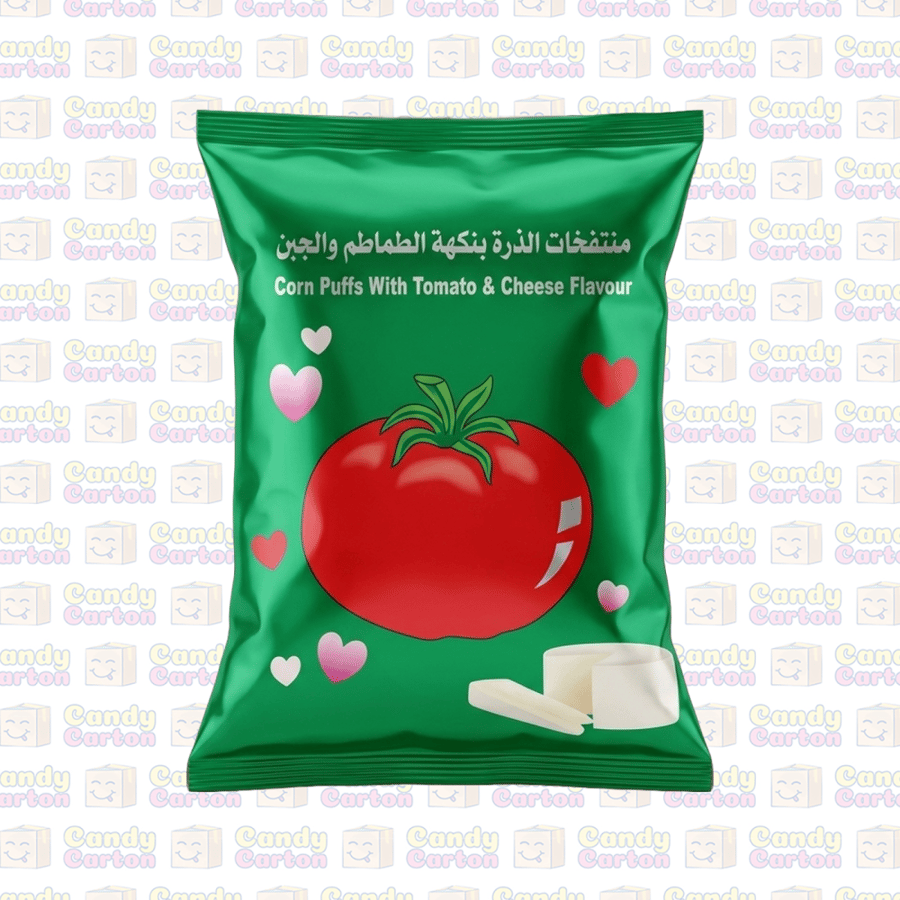 ام تي اي مقرمشات منتفخات الذرة بنكهة الطماطم والجبن 12 جرام مستورد من البحرين MTI Corn Puffs Tomato  Cheese Flavour 12g