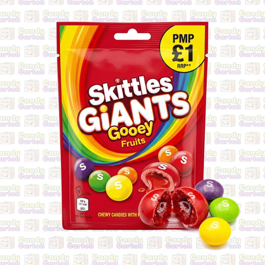 حلوي سكيتلز جيانتس جوي فواكه مشكلة 109 جم مستورد من بريطانيا Skittles Giants Gooey Fruits 109g