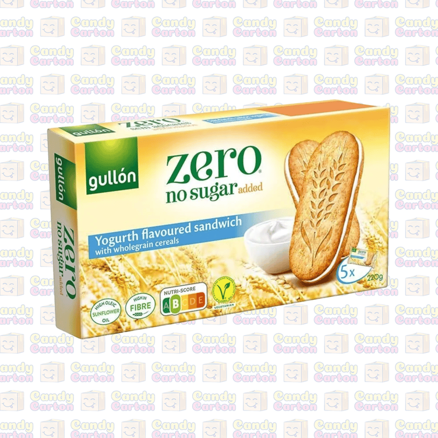 جولون زيرو بدون سكر مضاف سكويت محشو بنكهة الزبادي مع حبوب كاملة 220 جرام مستورد اسبانيا  Gullon Zero No Sugar Added Yogurt Flavoured Sandwich with Whole Grains Cereals 220g