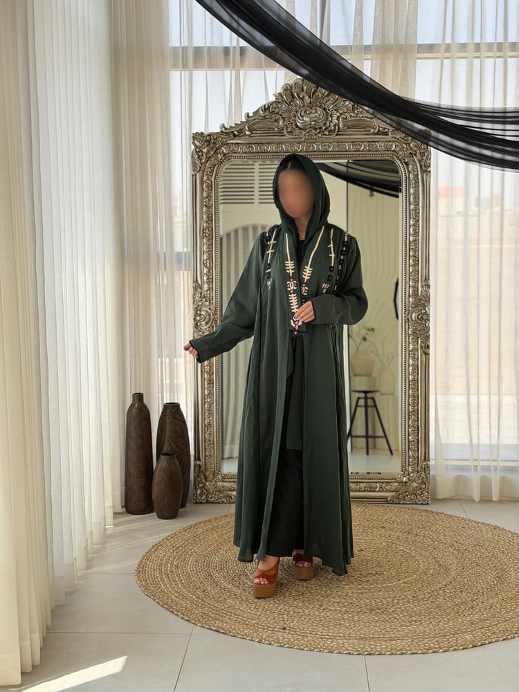 عباية أصايل - عباية لينن طبيعي كلوش بشك يدوي فاخر
