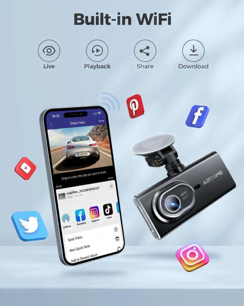 داش كام أزدوم بدقة 4K ثلاث قنوات أمامي وخلفي وداخلي M560