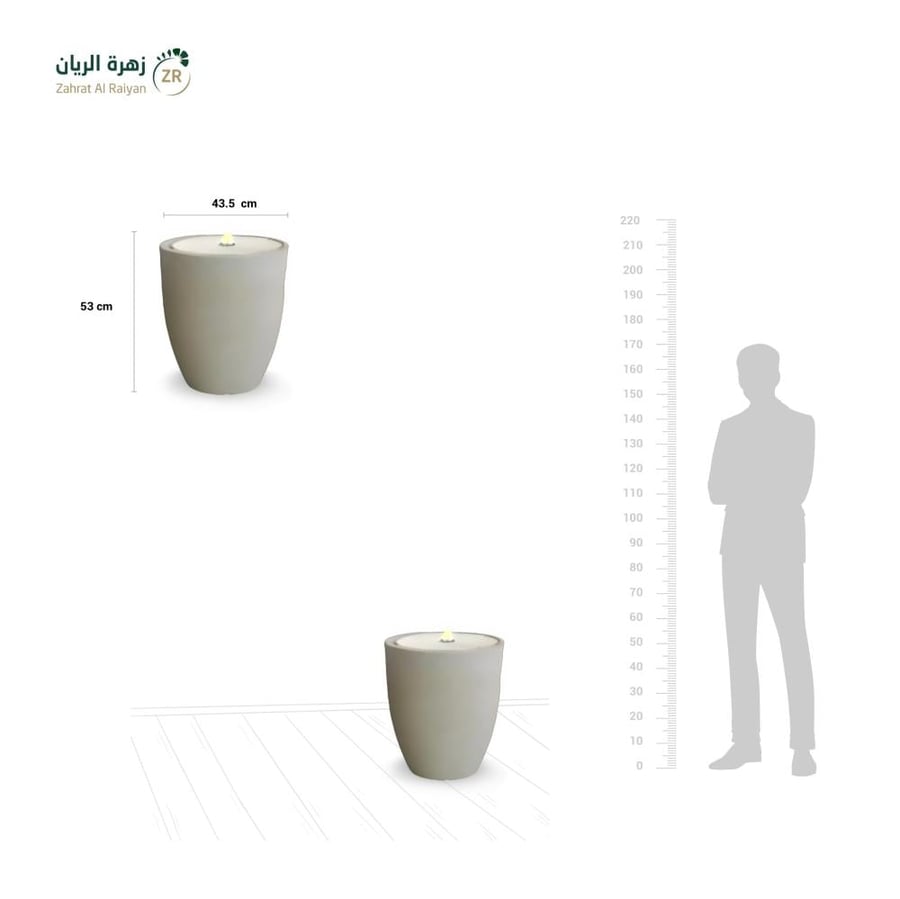 نافورة اسطوانية بولي ايثيلين عالي الكثافة )HDPE )مدعم بالالياف طابع حجري لون بيج متدرج لامع