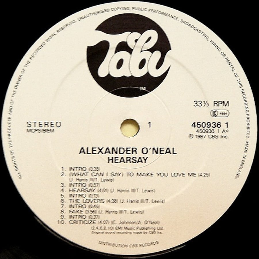 Alexander O'Neal ‎- Hearsay