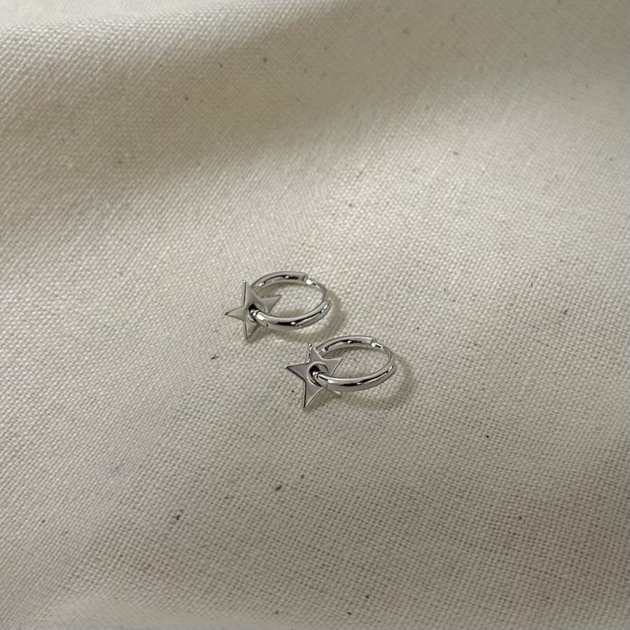 Silver star hoops