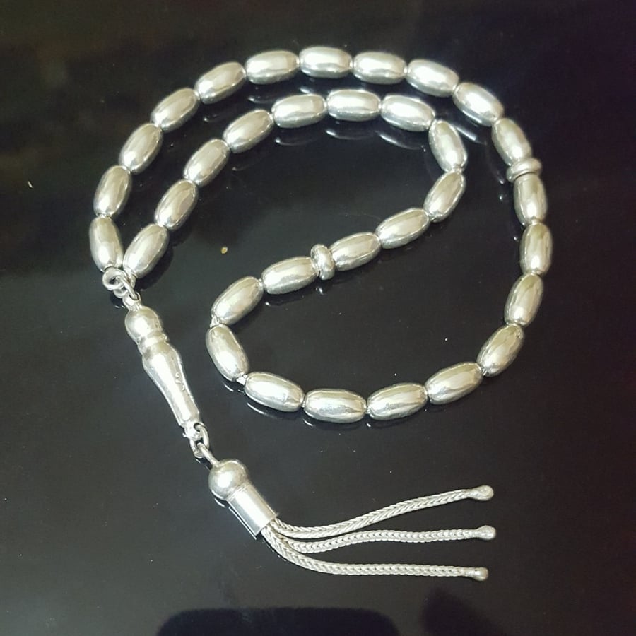سبحة فضة عيار 925 عدد 33 خرزة