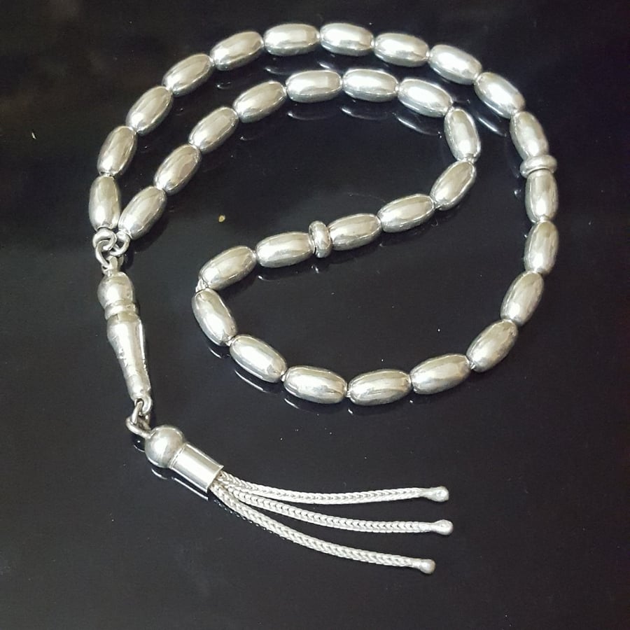 سبحة فضة عيار 925 عدد 33 خرزة